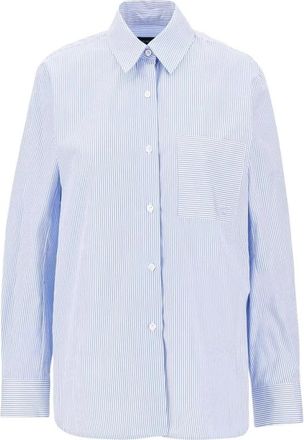 Emporio Armani Gestreepte Katoenen Poplin Overhemd - Dames - Overhemden - Blauw - S - Katoen - Overhemden