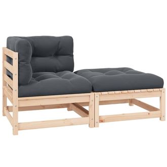 vidaXL Set Divani Da Giardino 2 Pz Con Cuscini Legno Massello Pino - Vidaxl