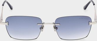 Tom Ford Jake 54mm Metal Rectangular Sunglasses