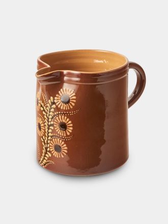 Poterie d'&Eacute;vires Flowers Hand-Painted Ceramic Straight-Edge Medium Jug