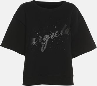 Maison Margiela Maison Martin Margiela Black Glitter Logo Short Sleeve Sweater