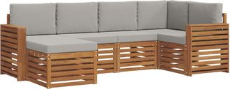 vidaXL Conjunto De Sof&aacute;s De Exterior 6 Uds. Gris Natural Y Claro Vidaxl