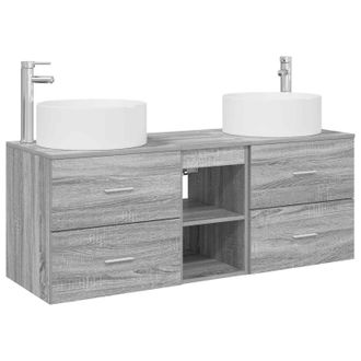 vidaXL Juego De Muebles De Ba&ntilde;o 3 Uds. Sonoma Gris Vidaxl