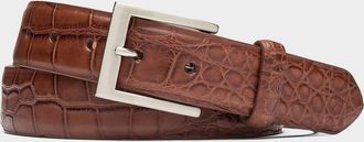 W. Kleinberg Men & apos;s Alligator Belt with Brushed Nickel Buckle