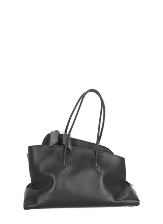 The Attico Leather Shoulder Bag with Dual Handles and Zip Closure