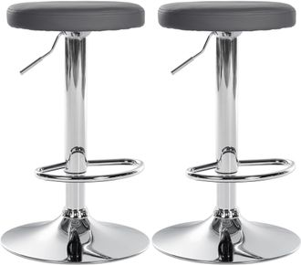 Clp Clp - Set De 2 Taburetes De Bar Ponte En Polipiel Gris Metal Cromado