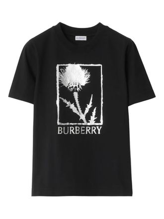 Burberry T-shirt met print en ronde hals - Zwart