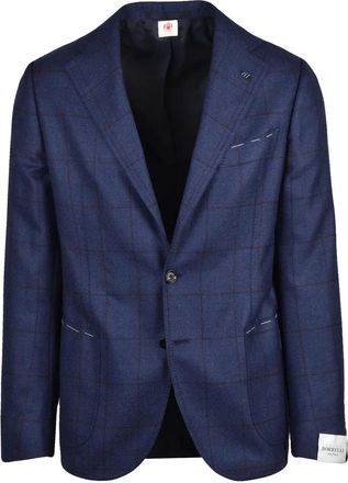 LUIGI BORRELLI NAPOLI Rounded Cashmere Jacket with Subtle Checkered Patterns