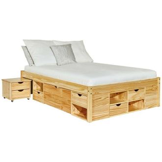 Inter Link SAS Letto con contenitori +comodino claas 186x209x47,5h pino massello con doghe