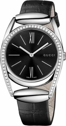 Gucci Horsebit Quartz Diamond Black Dial Ladies Watch YA139403