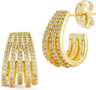Glaze Jewelry Cubic Zirconia Caged Hoop Earrings in Gold at Nordstrom Rack