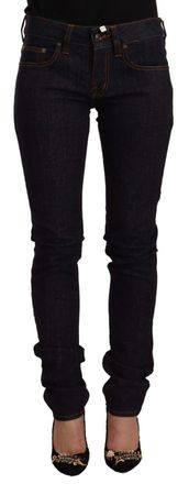 Gianfranco Ferre Zwarte Midden Taille Katoenen Denim Skinny Jeans