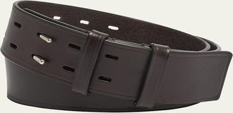 Dries Van Noten Mens Double-Prong Calf Leather Belt