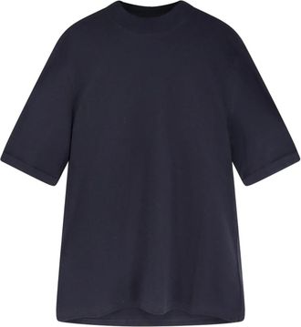 Brunello Cucinelli Jersey Mock-Neck T-Shirt - Heren - T-shirts - Blauw - XL - Katoen - Tops