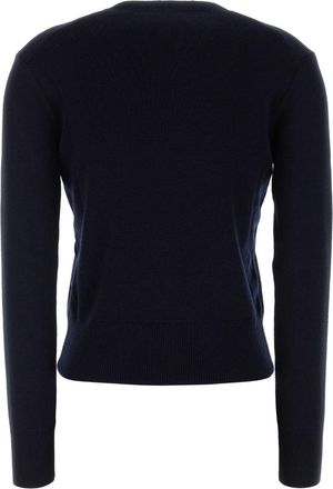 Ami Womens Midnight Blue Wool Sweater Navyred Exterior: Merino Maglieria