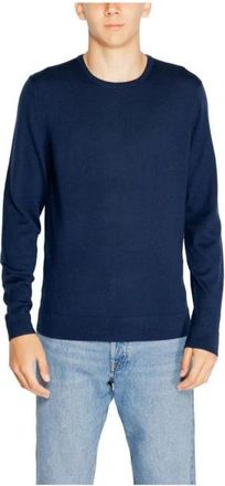 Calvin Klein Merino Wol Trui Klassieke Pasvorm - Heren - Ronde hals truien - Blauw - XS - Wol - Truien & Vesten