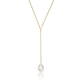 Lily & Roo Gold Large Pearl Lariat Necklace