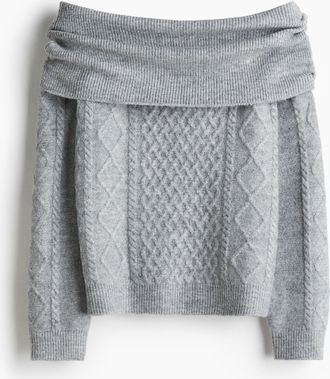 H&M Schulterfreier Pullover - Grau