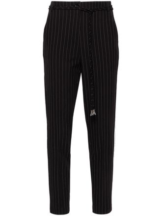Patrizia Pepe ruched-detailed pinstriped trousers - Black