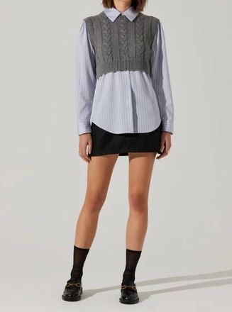 Astr The Label Flannery Top In Blue Grey