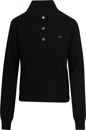 N&deg;21 Top met knopen en lange mouwen - Zwart