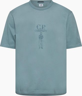C.P. Company Mens 30/2 Jersey Twisted Logo T-Shirt - Blue - Size: 36