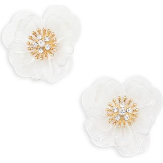 Nordstrom Rack Frosted Flower Stud Earrings in White- Gold at Nordstrom Rack