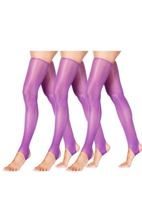Lechery 3-Pack Glossy Stirrup Party Thigh Highs in Purple at Nordstrom, Size Small