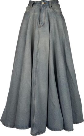 Balenciaga Rokken, Dames, Blauw, S, Katoen, Godet Maxi Rok