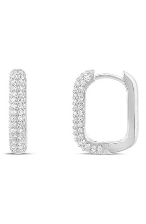 SHYMI Pav&eacute; Box Hoop Earrings in Silver at Nordstrom