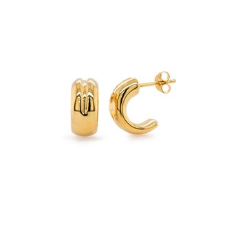 MAX + STONE 14k Gold Resin Filled Electroform C Hoop Earrings