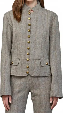 Fate Herringbone Pattern Tailored Jacket In Grey