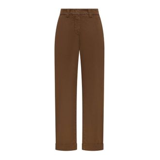 Peuterey Pantalones de gabardina el&aacute;stica - Trousers - Mujer - Marr&oacute;n - S