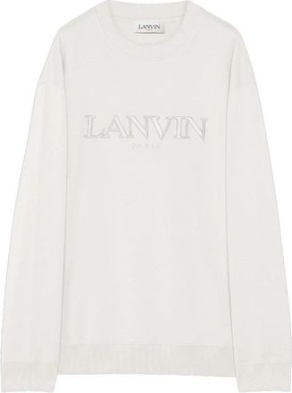 Lanvin Beige Oversized Sweatshirt van Katoen met Logo - Heren - Sweatshirts - Beige - M - Katoen - Hoodies & sweatvesten