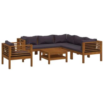 vidaXL Muebles De Jard&iacute;n 7 Pzas Cojines Madera Maciza De Acacia Vidaxl