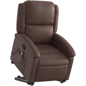 vidaXL Poltrona Alzapersona Reclinabile Massaggio Marrone Similpelle - Vidaxl