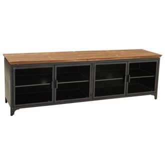 Wanderlust Deco Mueble bajo de metal y madera negro 161x41x50,5h cm