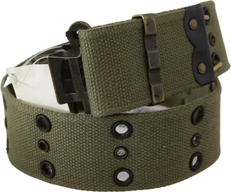 Ermanno Scervino Green 100% Cotton Rustic Bronze Buckle Womens Belt