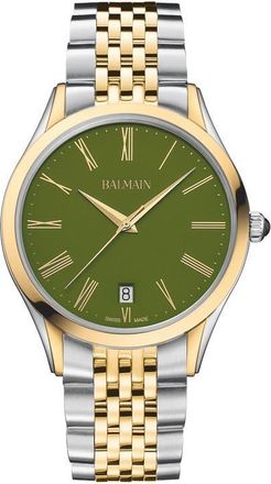 Balmain Classic R Bracelet Watch, 41mm in Two Tone/Green at Nordstrom