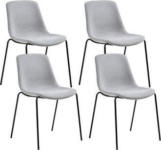 Beliani Conjunto de 4 sillas patas de hierro con tapones sin reposabrazos diseño minimalista moderno comedor gris Tiller