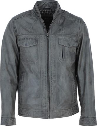 Ashwood Leather Mens Edinburgh Real Bomber Jacket - Grey - Size X-Small