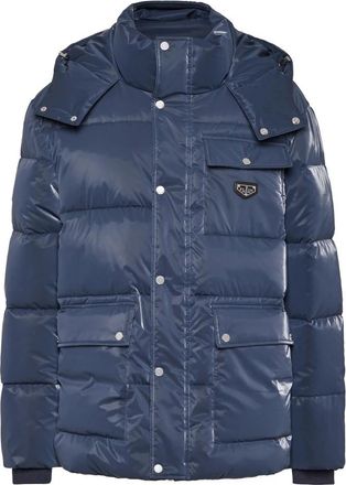 Philipp Plein Gewatteerde nylon jas - Heren - Winterjassen - Blauw - L - Nylon - Jassen