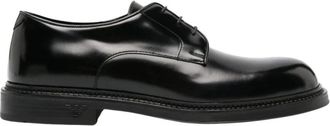 Emporio Armani Derby Schoenen Essentieel in Geborsteld Leer - Heren - Schoenen - Zwart - Maat: 44 EU Leer