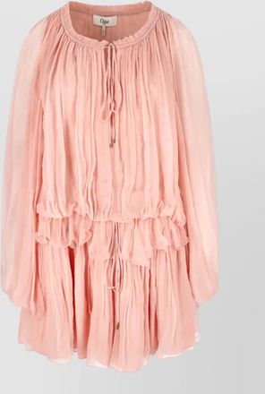 Chlo&eacute; knee length dress drawstring layered pleated
