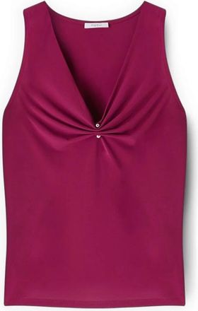 Motivi Top met V-hals en Piercing - Dames - Tops zonder mouwen - Roze - S - Polyester - Tops
