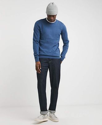 Jacamo Blue Cotton Crew Neck Jumper