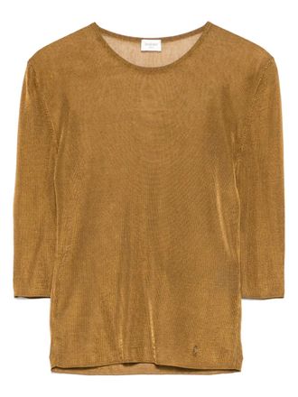 Saint Laurent Cassandre knitted top - women - Viscose - L - Brown