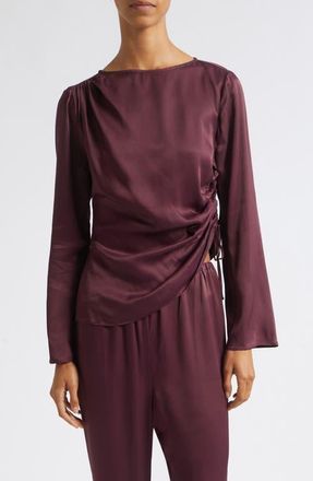 Toccin Cilina Long Sleeve Ruched Top in Fig at Nordstrom, Size 12