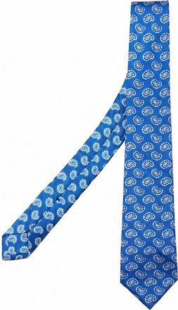 Kiton Zevenvoudige Zijden Stropdas - Heren - Stropdassen - Blauw - ONE Size - Leer - Accessoires