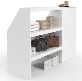 IDMarket Scaffalatura A 2 Livelli + Armadio Sottopiano Tomi Bianco A 2 Ante